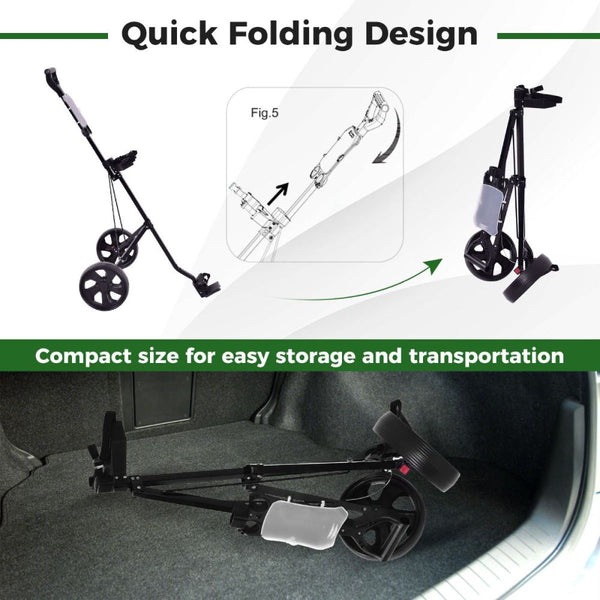 Foldable 2-Wheel Golf Push Cart with Scorecard Holder