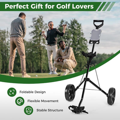 Foldable 2-Wheel Golf Push Cart with Scorecard Holder