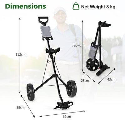 Foldable 2-Wheel Golf Push Cart with Scorecard Holder