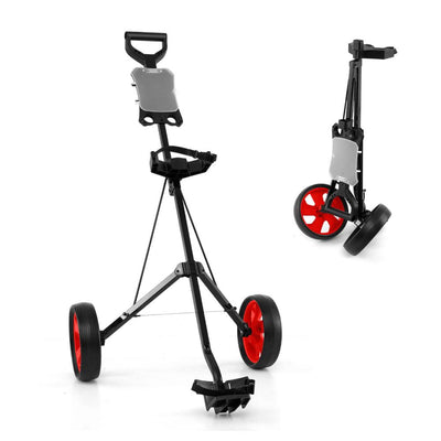 Foldable 2-Wheel Golf Push Cart with Scorecard Holder