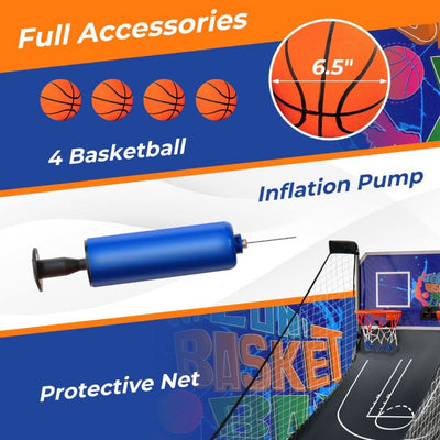 Foldable Double Basketball Arcade Game with Electronic Scoreboard