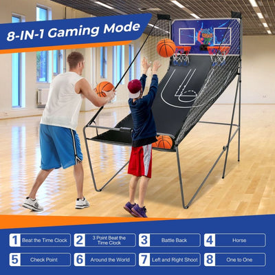 Foldable Double Basketball Arcade Game with Electronic Scoreboard