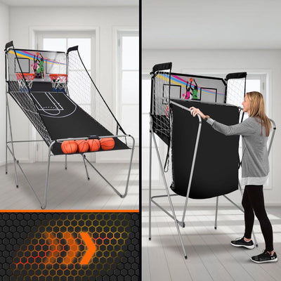 Foldable Double Basketball Arcade Game with Electronic Scoreboard