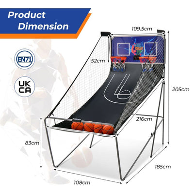 Foldable Double Basketball Arcade Game with Electronic Scoreboard