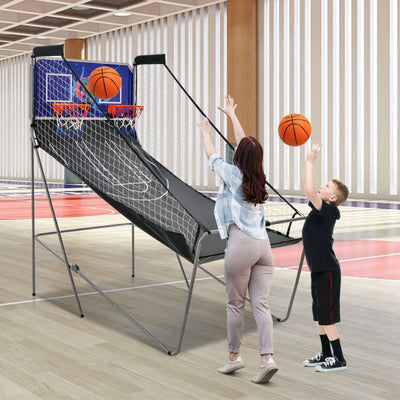 Foldable Double Basketball Arcade Game with Electronic Scoreboard