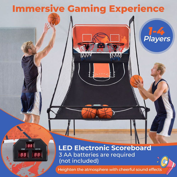 Foldable Electronic Basketball Arcade Game with LED Scoreboard
