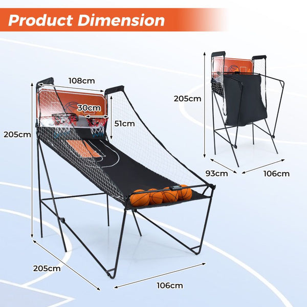 Foldable Electronic Basketball Arcade Game with LED Scoreboard
