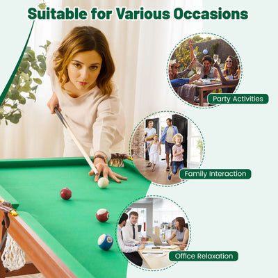 Billiards Games Pool Table Green Cloth for Party and Events
