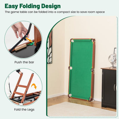 Folding Billiards Table with Reinforced Playing Frame & Adjustable Feet