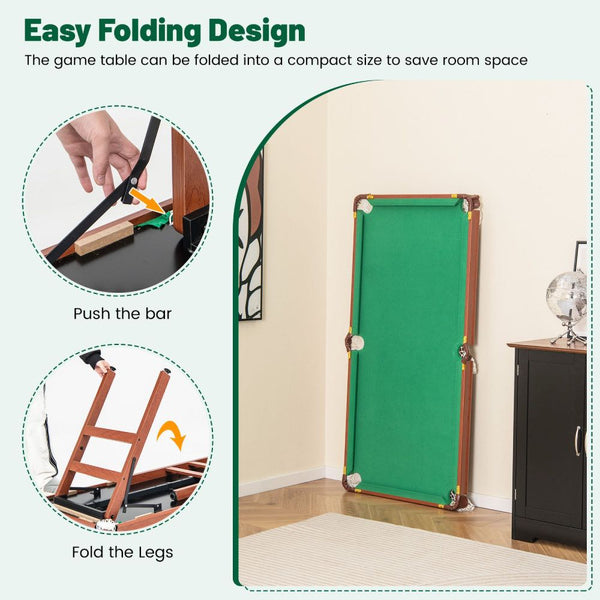 Folding Billiards Table with Reinforced Playing Frame & Adjustable Feet