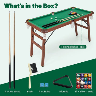 Folding Billiards Table with Reinforced Playing Frame & Adjustable Feet