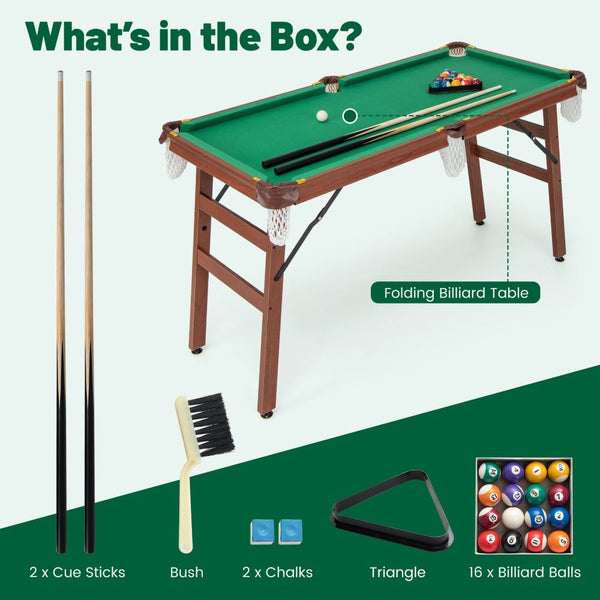 Folding Billiards Table with Reinforced Playing Frame & Adjustable Feet