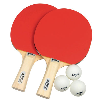 Pair of FOX TT Silver Table Tennis Bats with Balls