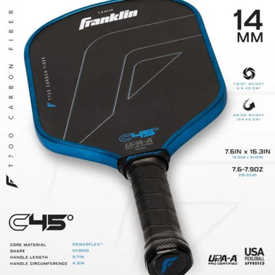Franklin C45° Carbon Hybrid Series Pickleball Paddle – 14mm – Blue
