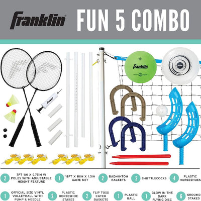 Franklin Fun 5-in-1 Combo Set – Badminton, Volleyball, Flip Toss & More