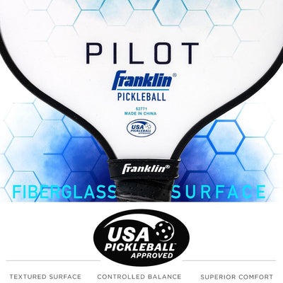 Franklin Pilot Pickleball Paddle Series – MaxGrit Composite Surface – Blue/White
