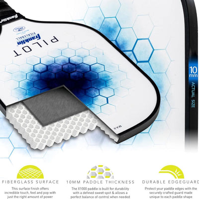 Franklin Pilot Pickleball Paddle Series – MaxGrit Composite Surface – Blue/White