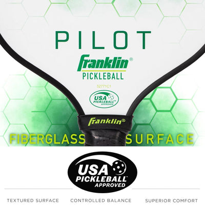 Franklin Pilot Pickleball Paddle Series – MaxGrit Composite Surface – Green/White