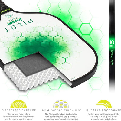 Franklin Pilot Pickleball Paddle Series – MaxGrit Composite Surface – Green/White