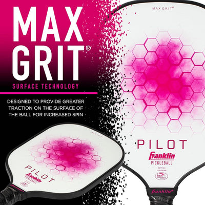 Franklin Pilot Pickleball Paddle Series – MaxGrit Composite Surface – Pink/White