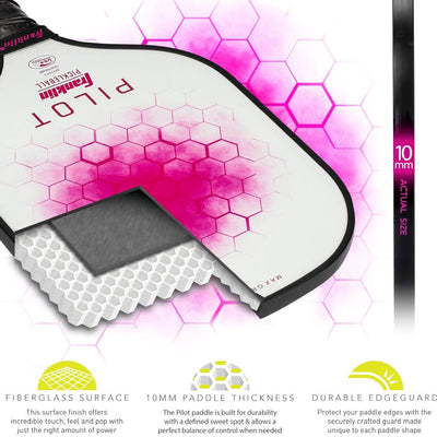 Franklin Pilot Pickleball Paddle Series – MaxGrit Composite Surface – Pink/White