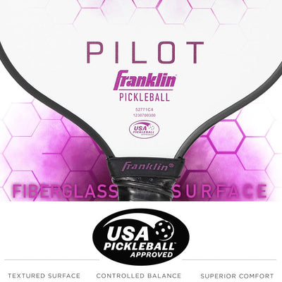 Franklin Pilot Pickleball Paddle Series – MaxGrit Composite Surface – Purple/White