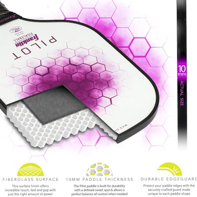 Franklin Pilot Pickleball Paddle Series – MaxGrit Composite Surface – Purple/White