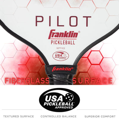 Franklin Pilot Pickleball Paddle Series – MaxGrit Composite Surface – Red/White