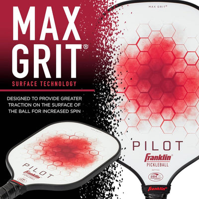Franklin Pilot Pickleball Paddle Series – MaxGrit Composite Surface – Red/White