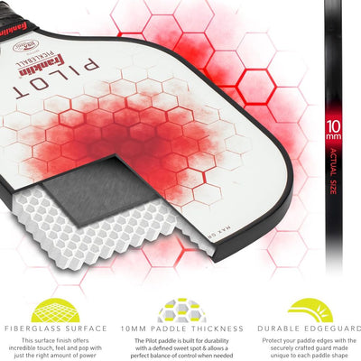 Franklin Pilot Pickleball Paddle Series – MaxGrit Composite Surface – Red/White