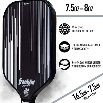 Franklin Signature Pro Carbon Fibre Paddle Range – MaxGrit Performance Series – 13mm – Black