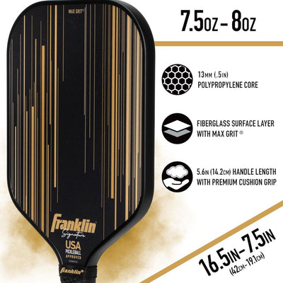 Franklin Signature Pro Carbon Fibre Paddle Range – MaxGrit Performance Series – 13mm – Black/Gold