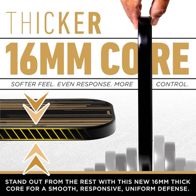 Franklin Signature Pro Carbon Fibre Paddle Range – MaxGrit Performance Series – 16mm – Black/Gold