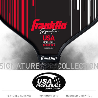 Franklin Signature Pro Carbon Fibre Paddle Range – MaxGrit Performance Series – 16mm – Black/Red