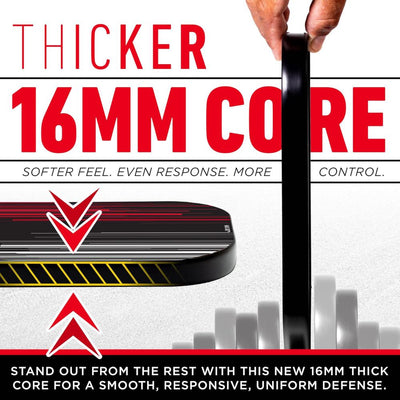 Franklin Signature Pro Carbon Fibre Paddle Range – MaxGrit Performance Series – 16mm – Black/Red