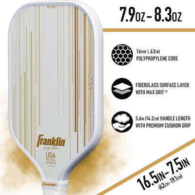 Franklin Signature Pro Carbon Fibre Paddle Range – MaxGrit Performance Series – 16mm – Gold