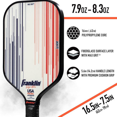 Franklin Signature Pro Carbon Fibre Paddle Range – MaxGrit Performance Series – 16mm – White