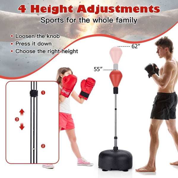 Freestanding Adjustable Punching Bag with Stand & Boxing Gloves