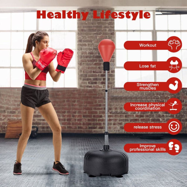 Freestanding Adjustable Punching Bag with Stand & Boxing Gloves
