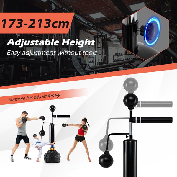 Freestanding Boxing Speed Trainer with 360° Spinning Bar & Punching Bag