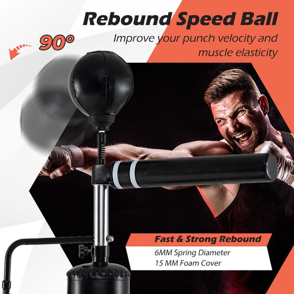 Freestanding Boxing Speed Trainer with 360° Spinning Bar & Punching Bag
