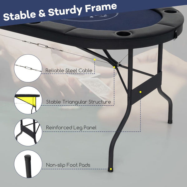 Full-Size 8-Player Oval Folding Poker Table