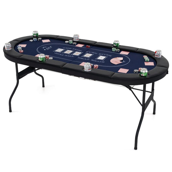 Full-Size 8-Player Oval Folding Poker Table