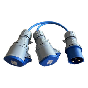 Generator Power Splitter Cable - 32A Plug to 2 x 32A Socket