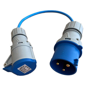 Generator Power Converter Cables - 32A Plug to 16A Socket - Varied Lengths