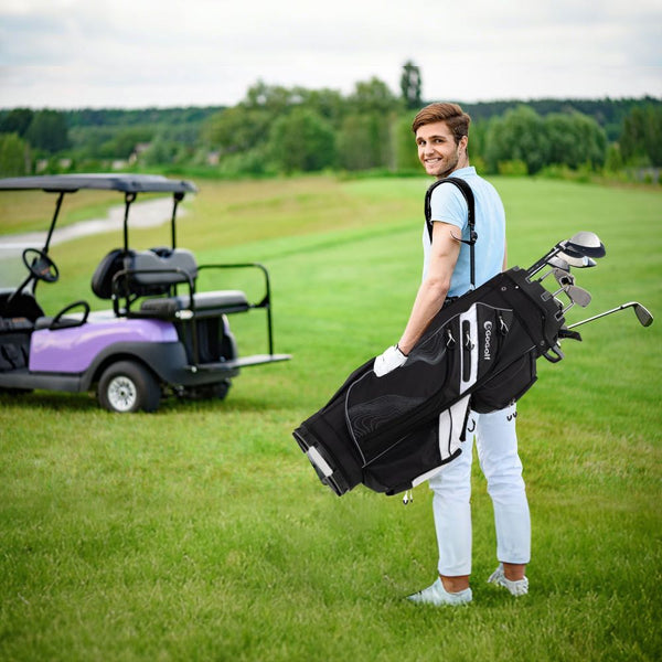 Golf Cart Bag with 14-Way Lock Top & Full-Length Dividers