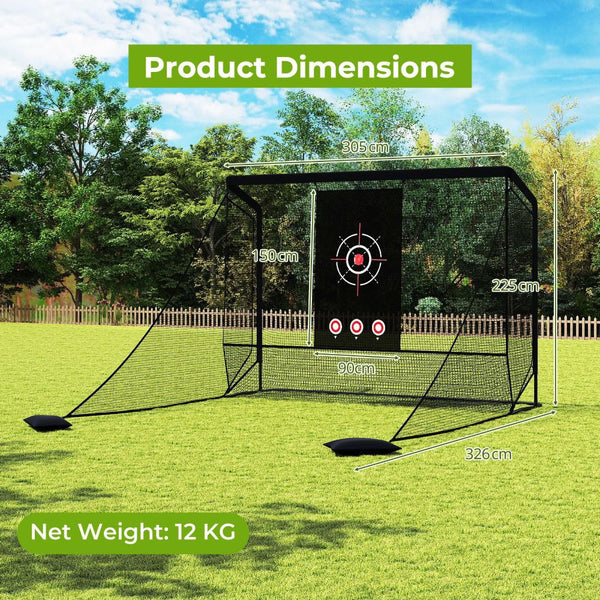 Golf Practice Net with Dual Side Barriers & Target