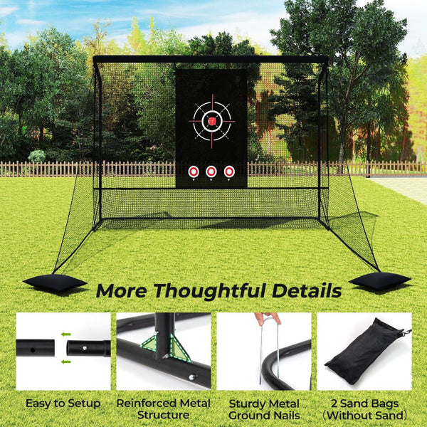 Golf Practice Net with Dual Side Barriers & Target