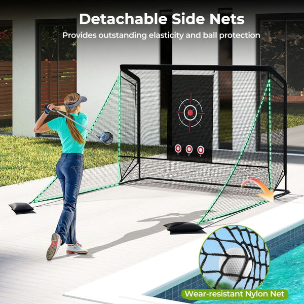 Golf Practice Net with Dual Side Barriers & Target