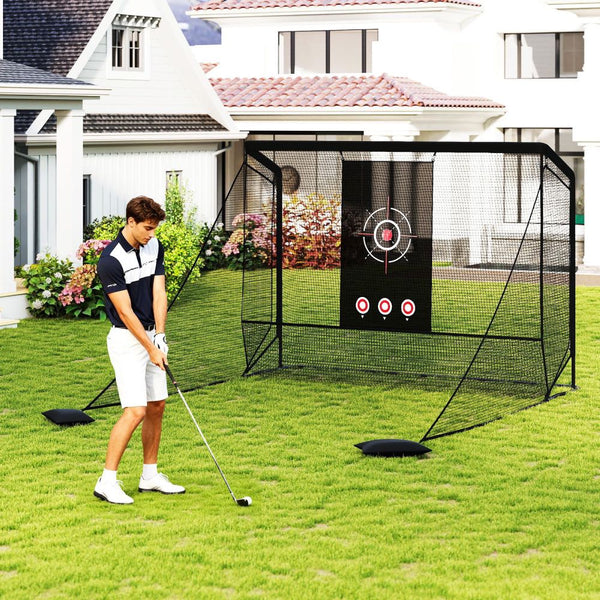 Golf Practice Net with Dual Side Barriers & Target